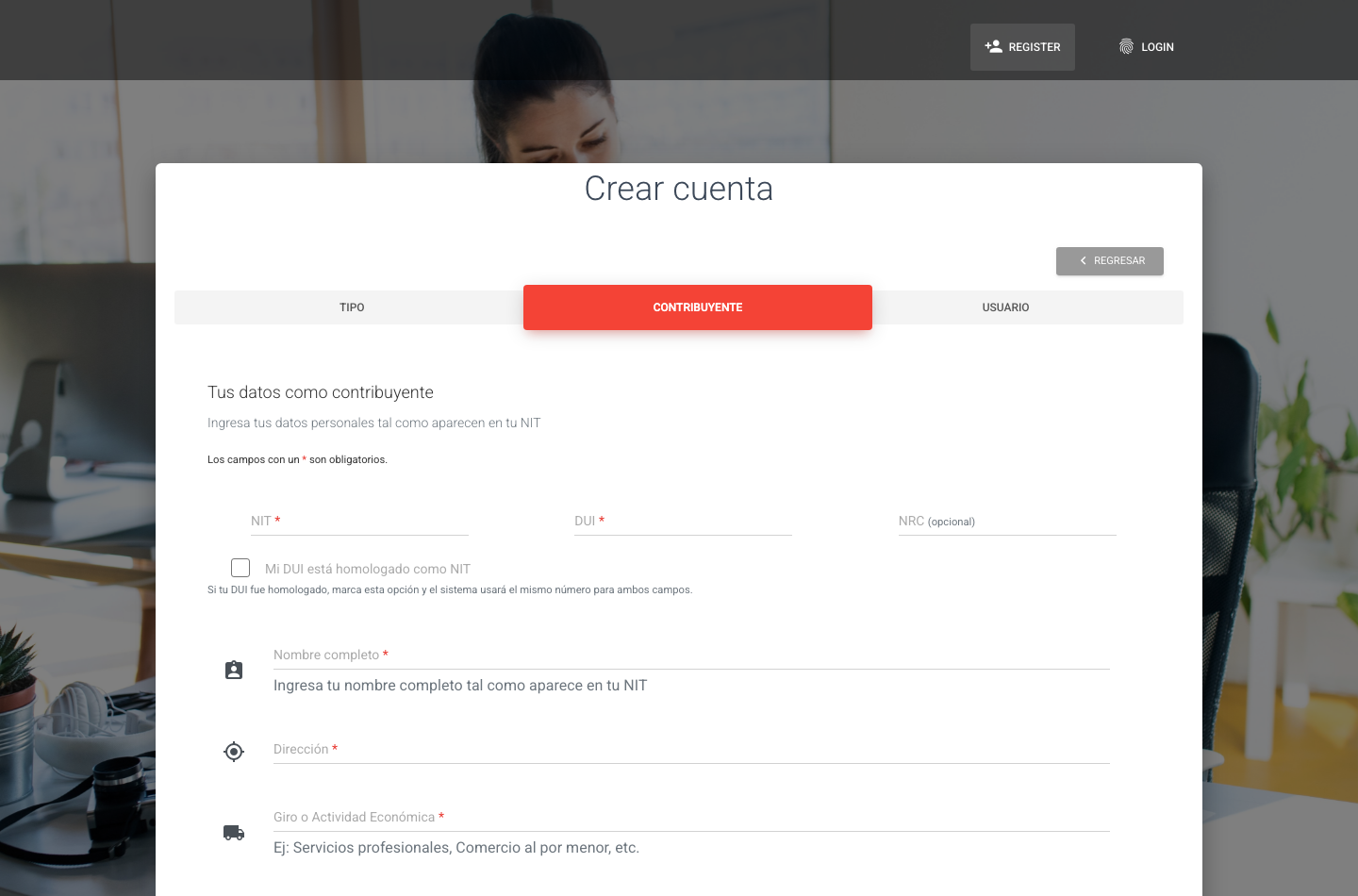 Formulario vacio - Persona Natural