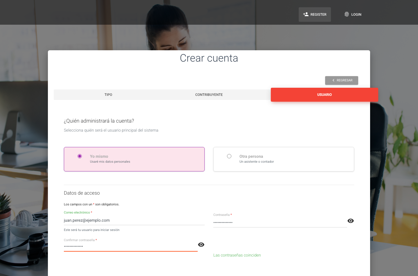 Yo mismo - formulario lleno