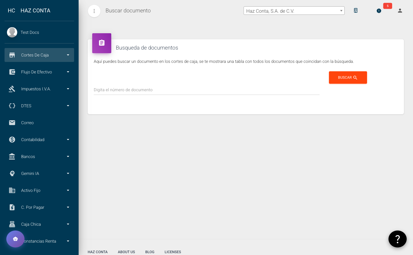Búsqueda de documentos - campo de texto y botón Buscar