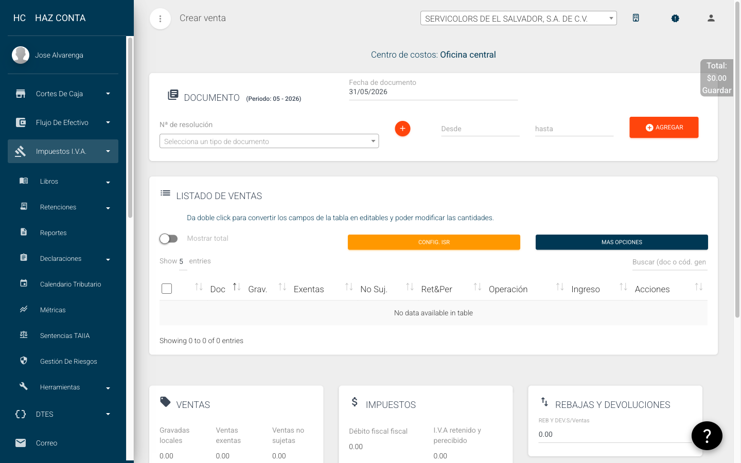 Registro de ventas por rango de correlativos