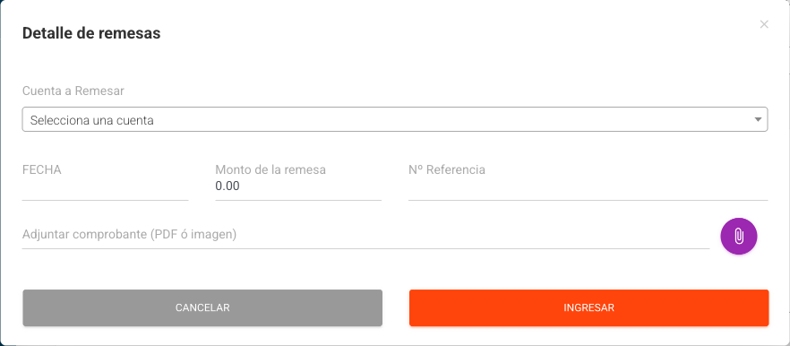 Modal Detalle de remesas