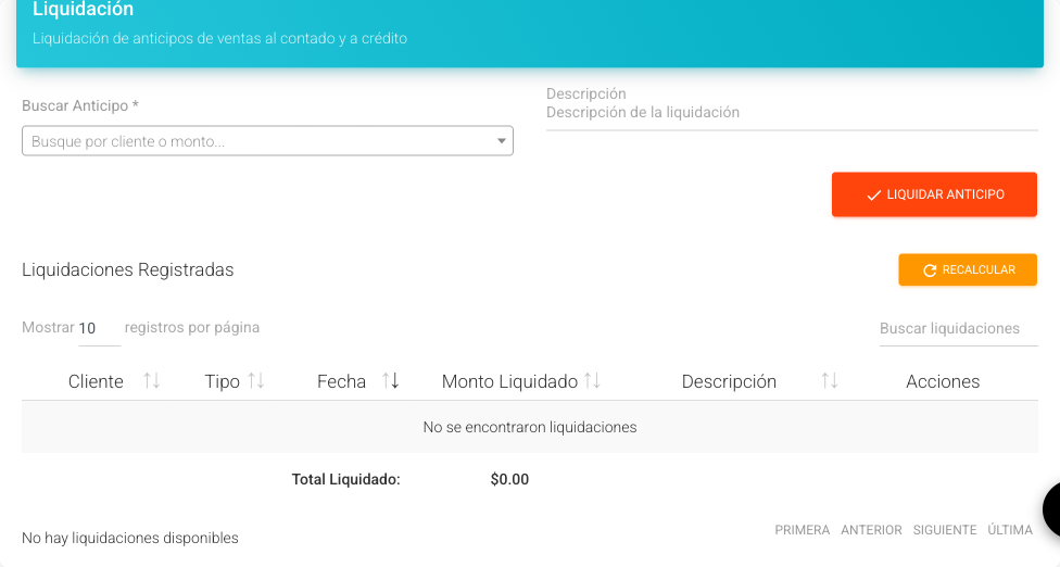 Formulario de Liquidación de Anticipos