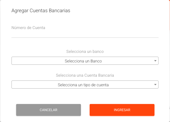 Modal Agregar Cuentas Bancarias