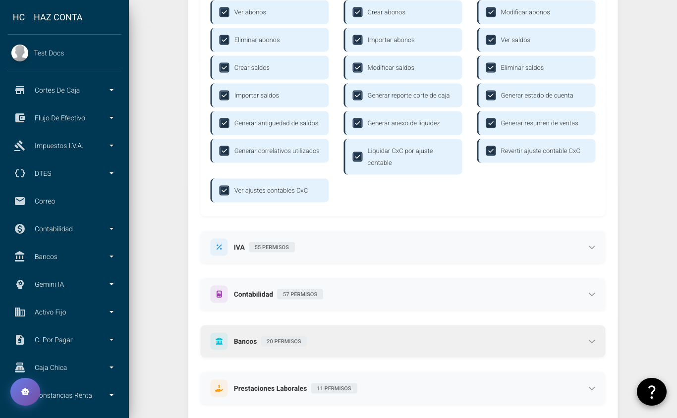 Permisos de reportería y ajustes contables CxC