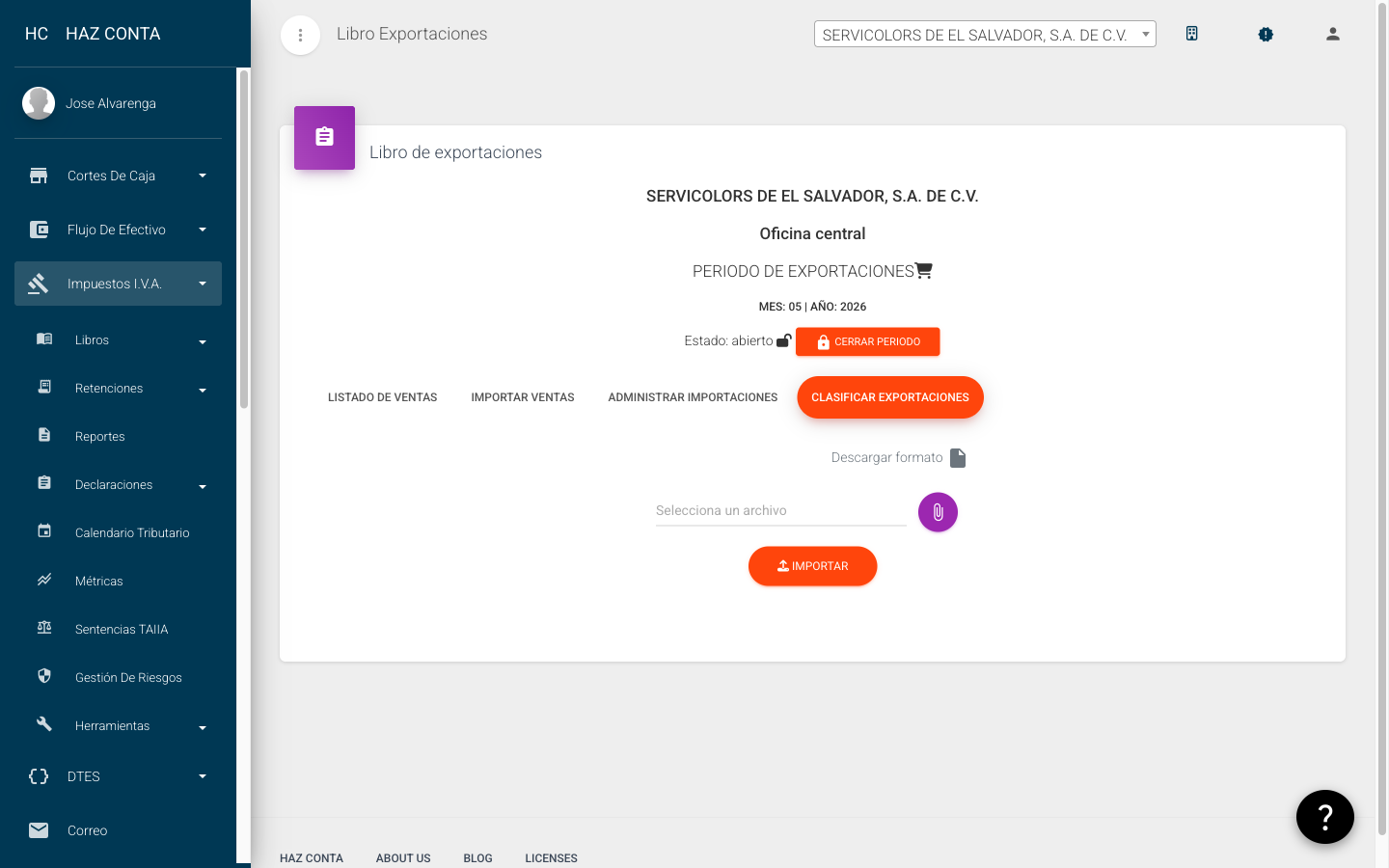 Clasificación de exportaciones