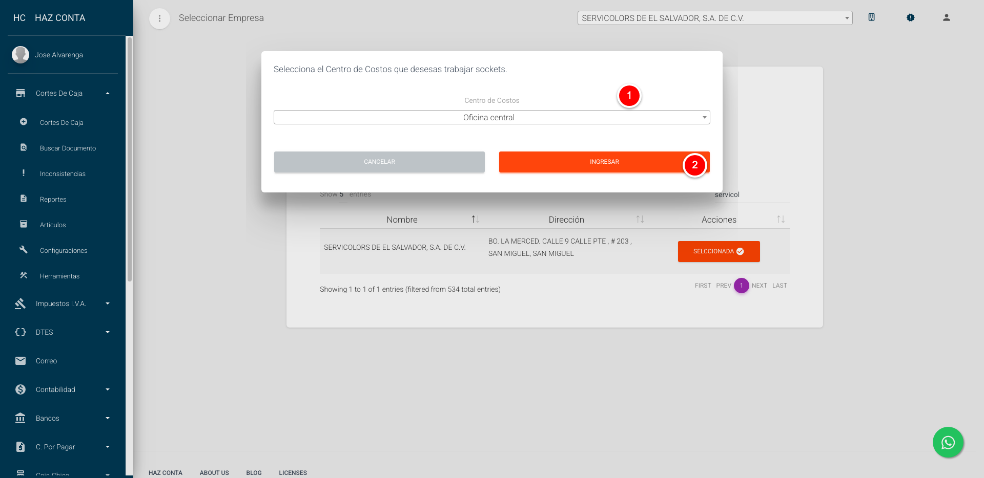 Selección sala de ventas