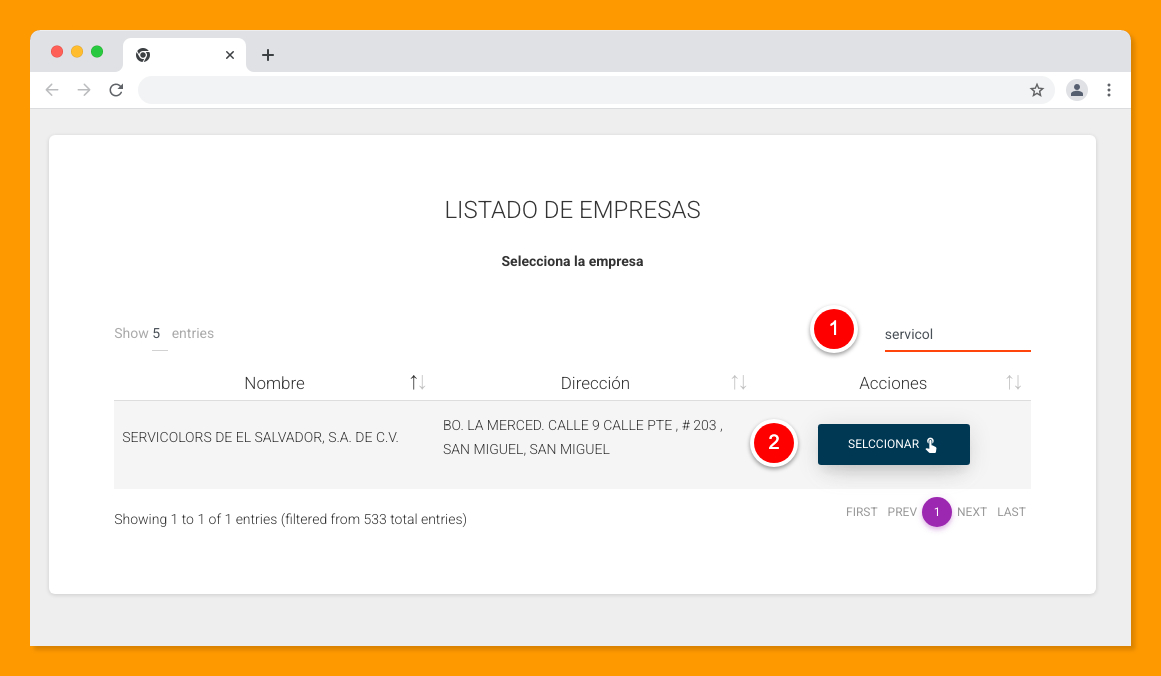 Selección de empresa